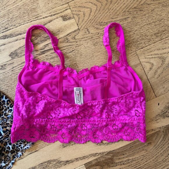 NWOT La Senza Set of 2 Lace Bralettes Bright Pink and Leopard Print Size Small - Picture 5 of 13